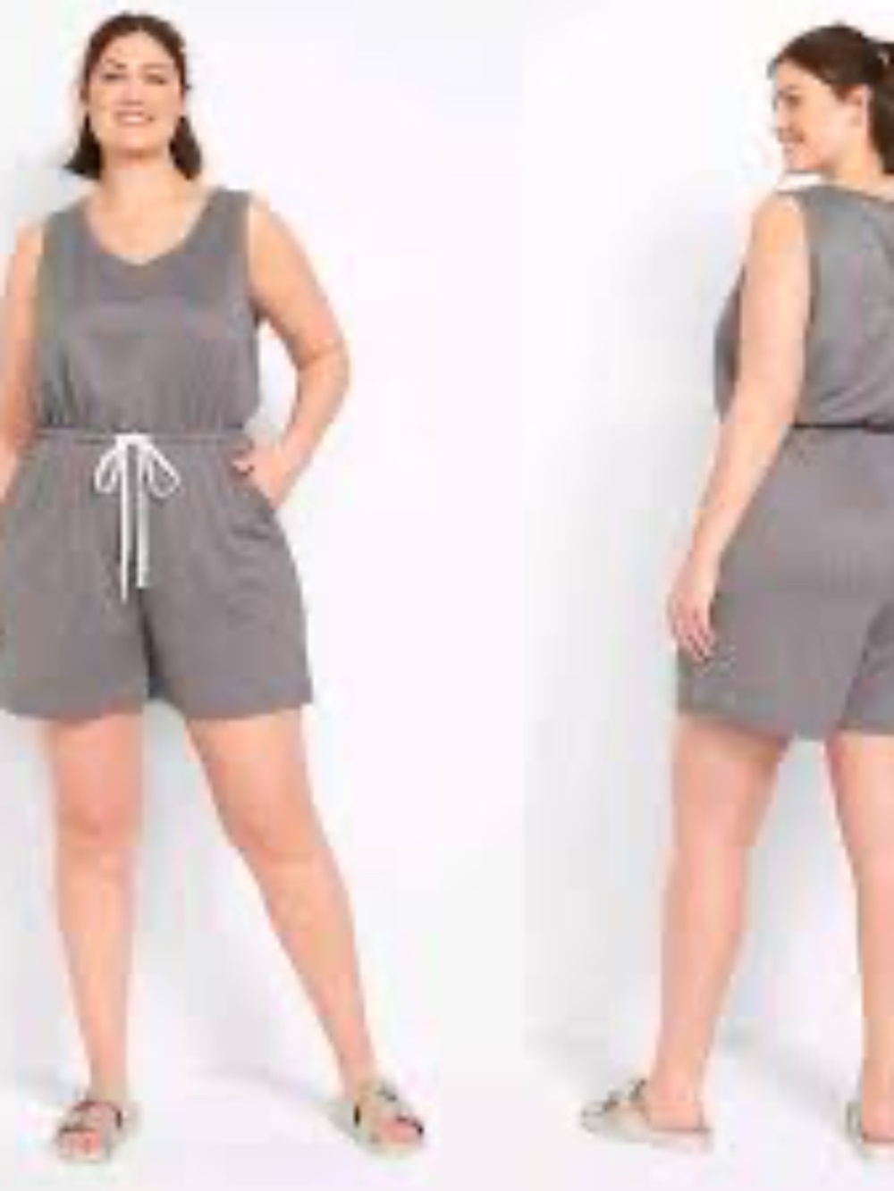 LANE BRYANT LIVI ROMPER 26/28 CHARCOAL HEATHER GRAY EUC
